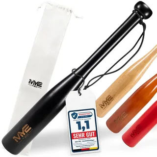 Robuster Massivholz Baseballschläger aus Holz - 18 Zoll 48cm - Outdoor Baseball Schläger mit Schlaufe und Tragetasche für Training und Selbstverteidigung Self Defense Baseball Bat (Schwarz)