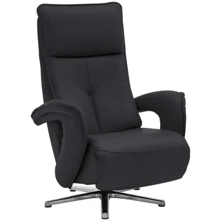 Valdera Relaxsessel , Schwarz , Metall , Echtleder , Rindleder , 77x110x87 cm , Goldenes M , Fußauswahl, Lederauswahl, Stoffauswahl , Wohnzimmer, Sessel, Ledersessel