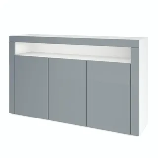 Vladon Sideboard Valencia Grau Hochglanz / Grau Hochglanz , Holzwerkstoff , 155x92x40 cm , Kleinmöbel, Kommoden, Sideboards