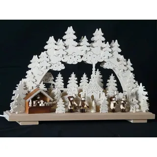 Schwibbogen el. Beleuchtet mit Verkaufsstand und Laternenkinder BxH= 50x34cm NEU