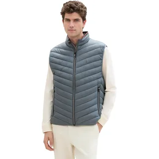 TOM TAILOR Herren Lightweight Steppweste mit Stehkragen,28128 - Stormy Teal, M