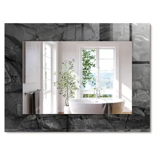 Schwarze Felsenrisse – Rechteckiger Spiegel mit Druck 80x60 cm – Modern - Dekorativ für die Wand