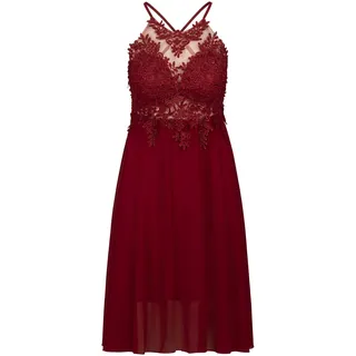 APART Fashion Cocktailkleid aus Chiffon, Mesh und Spitze, Bordeaux, M