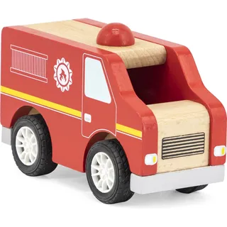 Viga Holz Feuerwehrauto mit beweglichen Rädern und schadstofffreien Farben 44512