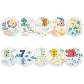 Janod - Pure Puzzle Meine Ersten Zahlen - 10-Teiliges Puzzle + 10 Holzzahlen - Zählen Lernen - Lernspielzeug - Ab 24 Monaten, J08042