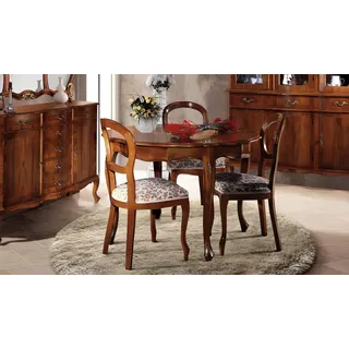 runde Tisch Stühle 4tlg Esszimmer Holztisch Esszimmer Set Stuhl Esstisch Gruppe - Braun
