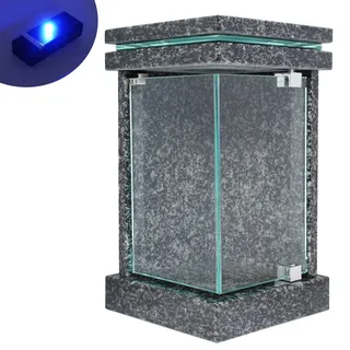 Grab-Lampe Granit Impala LED-Licht Friedhofs-Laterne Grab-Schmuck Ecktür Glas