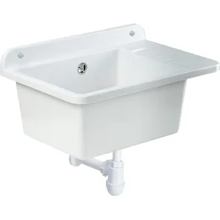 GOSPO Ausgussbecken "Sved", Waschbecken 50cm, Weiß - Weiß