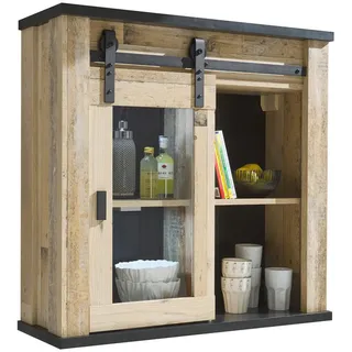 Furn.Design Hängeschrank Used Wood hell, anthrazit 93 cm Vintage, Küchenschrank mit Schiebetür , Anthrazit, Naturfarben , Glas, Holzwerkstoff, Metall , Nachbildung,Altholz , Holz Optik, Uni, Vintage , 2 Fächer , Rechteckig , 93x90x31 cm , Küchen, Küchenmöbel, Küchenschränke, Küchenoberschränke