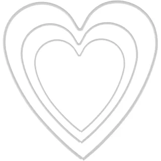 GLOREX 6 1294 400J – Metallherz-Set in Weiß, 3 Rahmen in den Größen 15 cm, 20 cm und 28 cm, ideal zum Basteln, als Traumfänger, Wand-Deko oder für Blumenschmuck