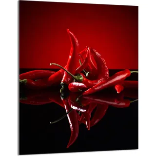 Herdabdeckplatte 40x52 Glaskeramikkochfeld Abdeckung Spritzschutz Glasplatte Deko Schneidebrett, Chilli Rot