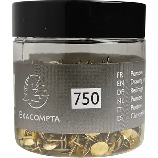 Exacompta 14768E 750er Pack Reißnägel Architekten Spitzenlänge 9 mm Ø9,5mm, praktisch und robust, Reißzwecke für Büro und Pinnwand zum befestigen von Notizzetteln Allzwecknadeln Messing