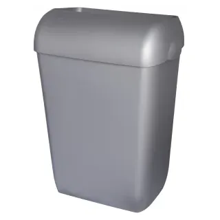 JM-Metzer Abfallbehälter, Wandmülleimer mit Deckel, 45 Liter, ABS-Mülleimer zur Wandmontage geeignet, Wandhalterung im Lieferumfang enthalten, Farbe: satiniert