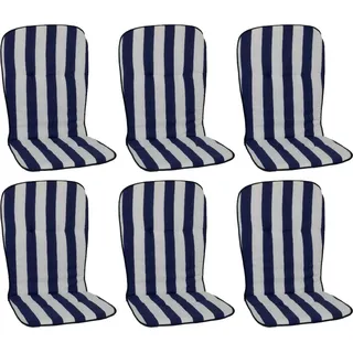 Beo Sitzauflage Hochlehner Mono 6er-Set Blau-Weiß gestreift