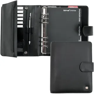 Jüscha bind Managerplaner A5 Systemplaner inkl. Kalender 1 Woche = 2 Seiten, Nappaleder schwarz T 500