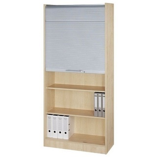 Hammerbacher Rollladenschrank ahorn, silber 4 Fachböden 90,0 x 40,0 x 200,4 cm