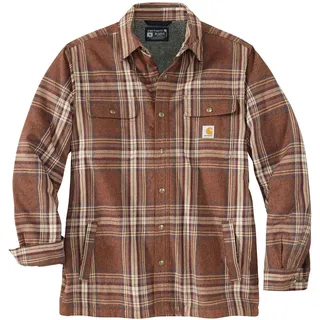 Carhartt Flannel-Sherpa, Hemd/Jacke - Braun/Grau (227) - S