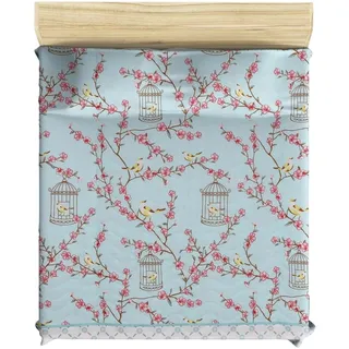 WELL HOME MOBILIARIO & DECORACIÓN Steppdecke, 250 x 200 cm, Türkis, Weiß, Beige, Rosa