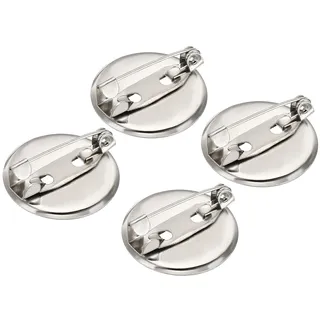 sourcing map 50 Stück Brosche Basis 19mm Broschennadeln Sicherheitsnadeln Anstecknadeln zum Basteln mit Löchern für Ausweise Namenskarten Tags DIY Schmuck Handwerk Silber Ton