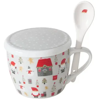 Boltze Home Weihnachtstasse Jumbo Monti 600 ml , Grau , Keramik , Geschirr, Tassen