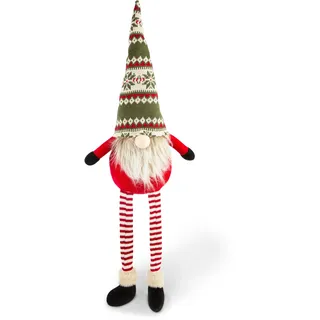 Excelsa Weihnachtswichtel, Weihnachtszwerg, rot und grün, Nordic, gestreifte Beine, 30 cm, für den Innenbereich