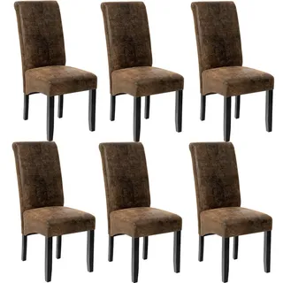 Tectake Esszimmerstuhl Kunstleder antikbraun 6er Set