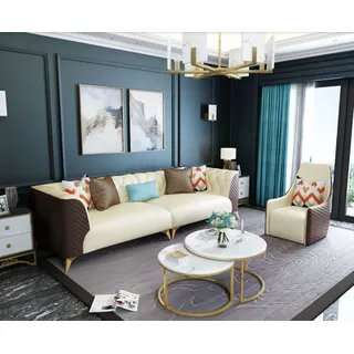 Designer Couch Tisch Rund Tische Runde Sofa Metall Glas Beistell Wohn Zimmer Neu - Gold