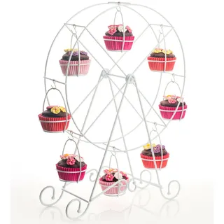 Melidoo 8er Muffin Riesenrad Karusell Ständer Muffinrad Halter | drehbar, weiß, metall | Ideal für Kindergeburtstag, Hochzeit, Taufe, Geburtstag, Baby Shower, Candy Bar, als Geschenk