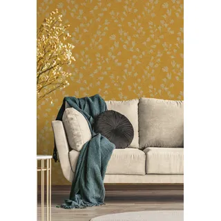 A.S. Création Tapete Floral Gelb Gold Beige Nara 387471 Tapete Blätterranke Vliestapete 10,05 m x 0,53 m Made in Germany