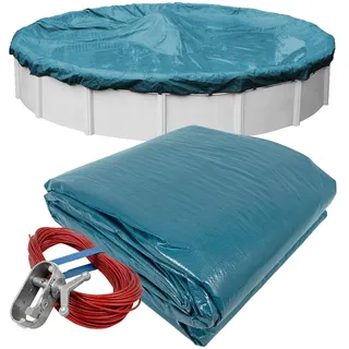 Robelle Besonders strapazierfähige Winter-Poolabdeckung, 10 m, blau, für oberirdische Pools, 1,2 m Überlappung (11,2 m Abdeckungsgröße), solides 10 x 10 Gelege, 98 g/m2, Stil: 5833-4-ROB