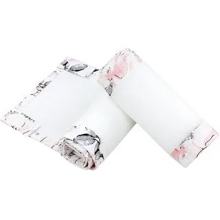 TupTam Bettumrandung Babybett 3D Mesh Nestchen – Gitterstäbe Schutz Netz 2er, Farbe: Rose/Rosa, Größe: ca. 128 x 30 cm (für Babybett 140x70)