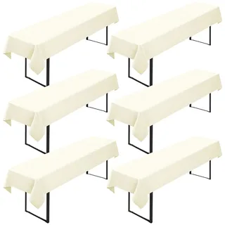 6 Stück Biertisch Tischdecke,für 50-70 cm Tischbreite,Elfenbein Biertisch Biertischhussen Bierzeltgarnitur Rechteckige Tischdecken Waschbar 100x250cm für Gartenbankett-Gartenmöbel