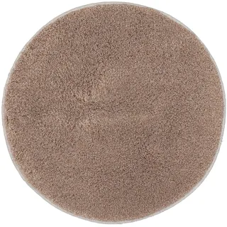 Kleine Wolke Badteppich Relax Taupe 100 cm rund | OEKO-TEX zertifiziert, rutschhemmende Unterseite, für Fußbodenheizung, maschinenwaschbar, 100% Polyacryl