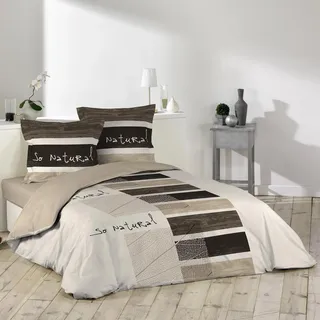 3tlg. Landhaus Bettwäsche 200x200 Bettdecke Set Garnitur Übergröße King Size - Beige