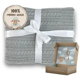 MIRARI Kids Krabbeldecke für Baby aus 100% Merino Wolle - Merino Decke 75 x 100cm - Baby Decke Neugeborenen - Baby Decke für Kinderwagen - Kinder Decke - Babydecke Junge- Wolldecke