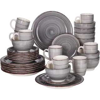 Morencia Serviesset – 32-teilig – 8 Personen – Blau/Schwarz – Essteller, Frühstücksteller und tiefe Teller - Blau, Schwarz