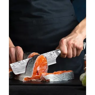 MOSFiATA Nakiri Küchenmesser, vielseitiges Fleischmesser mit Finger- und Klingen Schutz, in Geschenkbox, deutsches Edelstahl EN1.4116 Nakiri Gemüsemesser, mit Geschenkbox