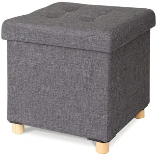 tavora Sitzhocker Leinen 38 x 38 x 38 cm Grau