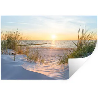 MuchoWow Wandtattoo Strand - Sonne - Düne - Gras - Sand - Horizont 120x80 cm , Kunststoff , 120x80x0.1 cm , Tapeten & Wandverkleidungen, Wandtattoos & Sticker