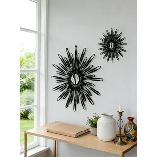 OTTO home "Sonne, goldfarben, im 2er Set: 35 und 46cm", Wanddekoration aus Metall, mit kleinem Spiegel in der Mitte,