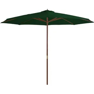 The Living Store Sonnenschirm mit Holzmast 350 cm Grün - Grün