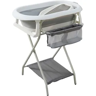 Babywanne mit Rahmen 80 cm - Faltbare Babywanne Babywanne mit Ständer Sicher für Baby - Babywanne für Neugeborene (Grau mit Badewannenablage)