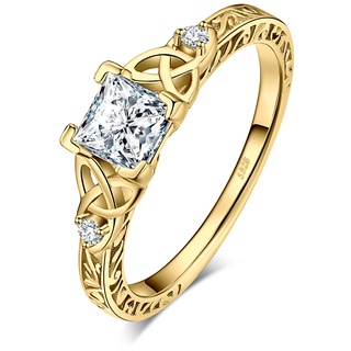 JewelryPalace Keltischer Vintage Zirkonia Verlobungsring Promise Ring Silber 925 Damen, Silberringe Trauring Damenring Hochzeitsringe Antragsring Entouragering Ringe Frauen, Damen Schmuck Vergoldet 62