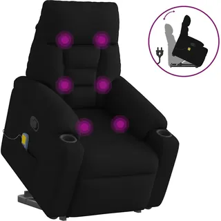 Massagesessel mit Aufstehhilfe Schwarz Stoff - Schwarz