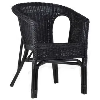 MiaMöbel Mina Rattanstuhl 57 x 57 x 75 cm schwarz
