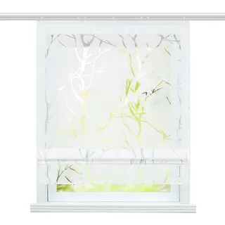 ESLIR Raffrollo Klettband Wohnzimmer Raffgardine Ausbrenner Weiß4 120x140 | GardinenKüche,VorhängeTransparent,Bändchenrollo Modern,Fensterrollo innen,1Stück,mit Klettschiene,Voile,Landhaus