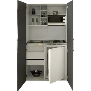 Respekta Schrankküche SKWGC Elektrokochfeld links grau