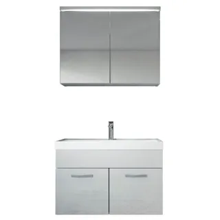 Badezimmer Badmöbel Set Paso 02 80cm Waschbecken Weiß hochglanz - Unterschrank S