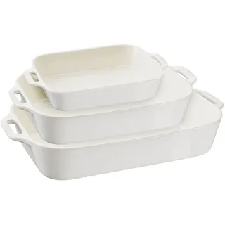 Staub Ceramique Ofenformenset 3-tlg, rechteckig, Elfenbein-Weiß, Keramik