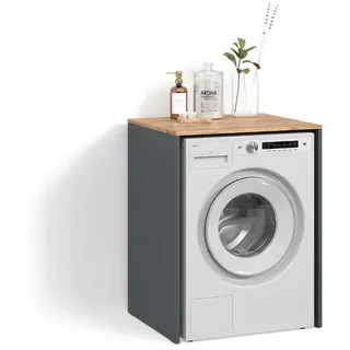 livinity Paolina Waschmaschinenschrank 68 x 88,2 cm Anthrazit/Goldkraft Eiche Holz